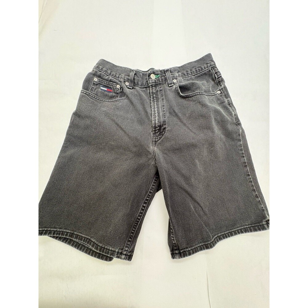 Tommy Hilfiger Jean Shorts Mens 33 Vintage Y2K Black Denim Baggy Jorts
